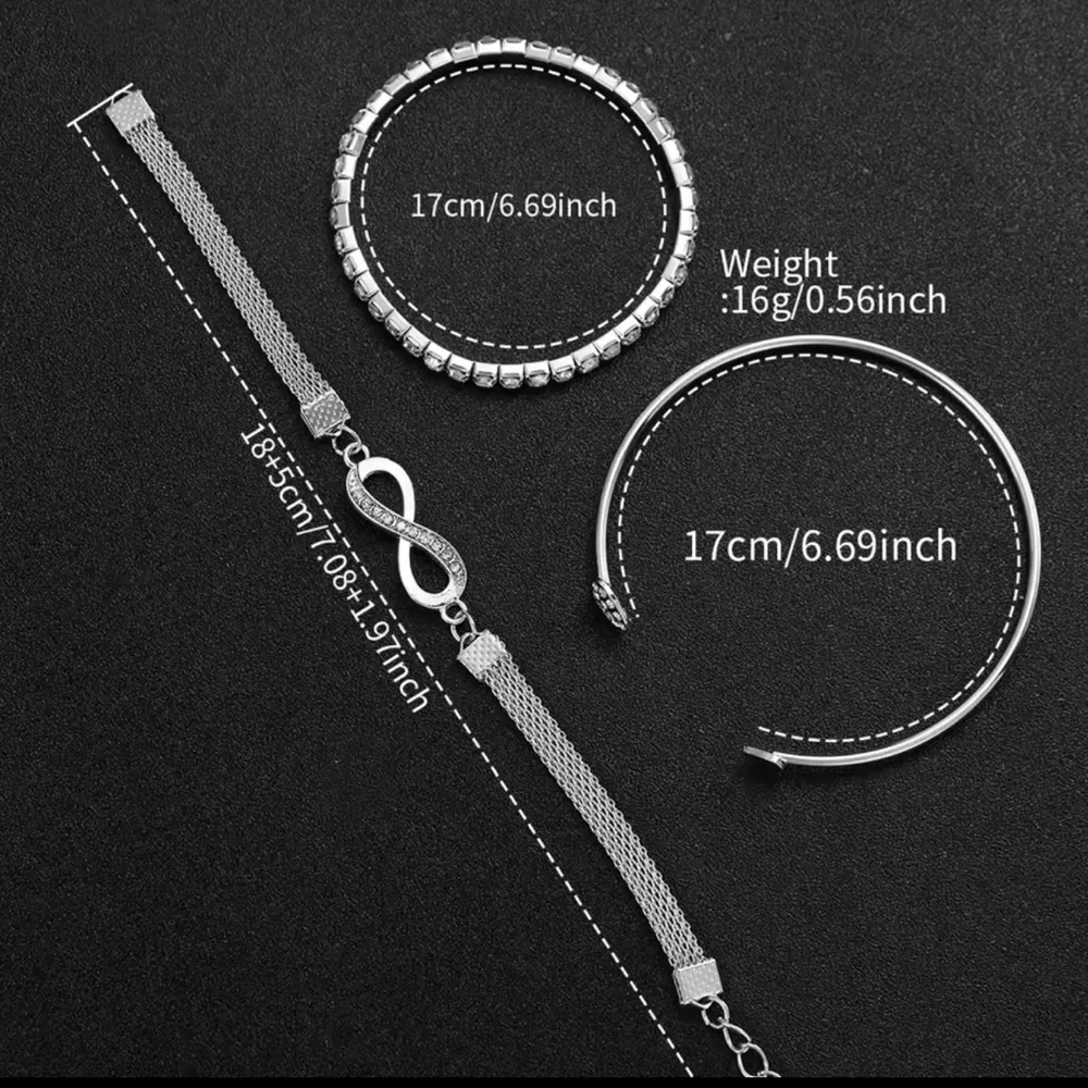 Rhinestone Silver Women’s Watch Bracelet Set Stainless Steel Quartz Jewelry Set - Picture 4 of 4